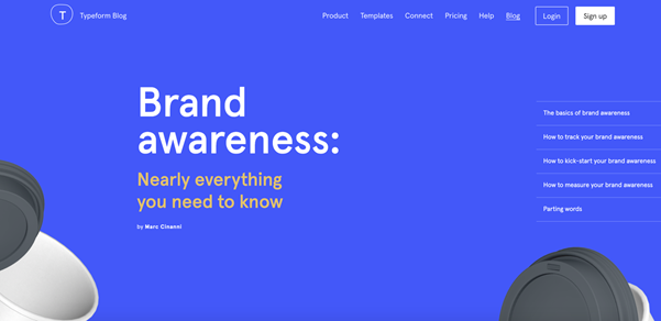 Screenshot of brand awareness blog